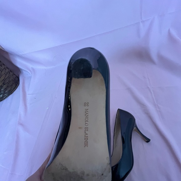 Manolo Blahnik Patent Leather Kitten Pumps - Picture 5 of 5